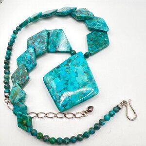 Vintage Jay King Turquoise Necklace Mine Finds DTR Diamond-Shaped Beads 925 Hook